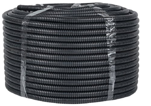 Гофра ПВХ FRHF трудногорючая EKF-Plast Д=20 легкая с протяжкой черный (100м) картинка